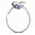 Modern infinity heart ring with round stones
