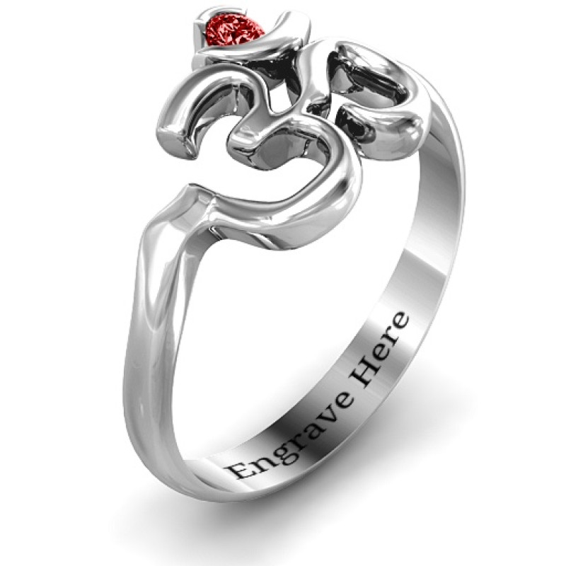 Om Sound of Universe Ring with Round Stone Om Sound of Universe ring with round stone