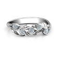 Organic leaf five-stone family ring with personalised birthstones