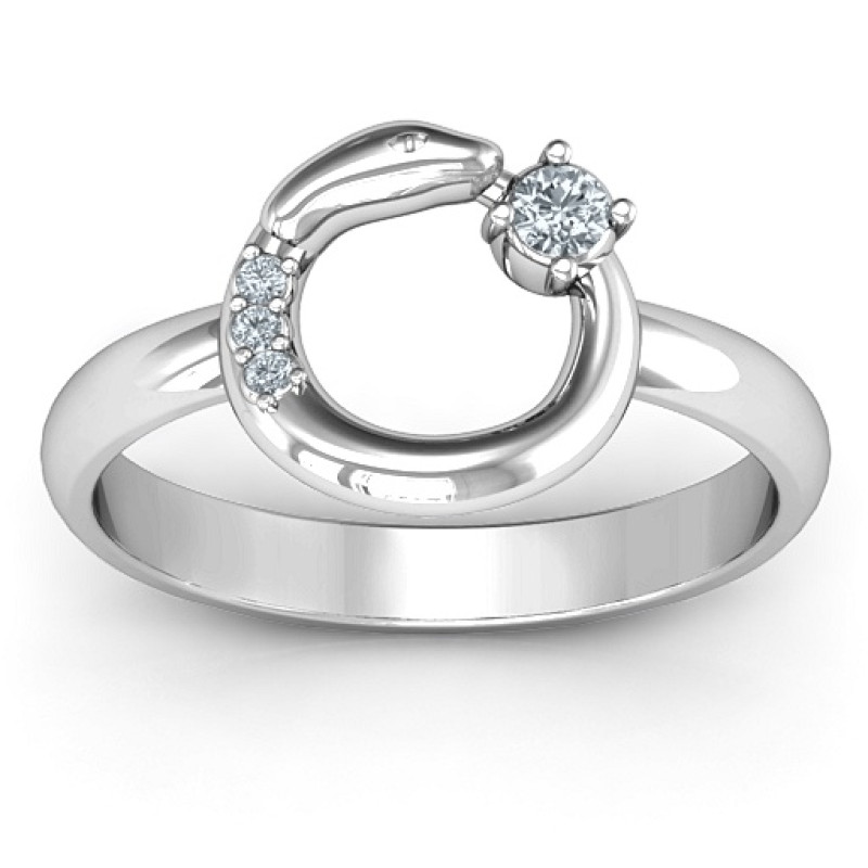 Ouroboros Snake Ring Ouroboros snake ring with round stone settings