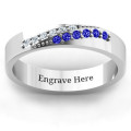Personalised Diagonal Peak Ring Personalised diagonal peak ring with twelve round accent stones