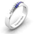 Personalised Diagonal Peak Ring - Product Image 2 Personalised diagonal peak ring with round accent stones