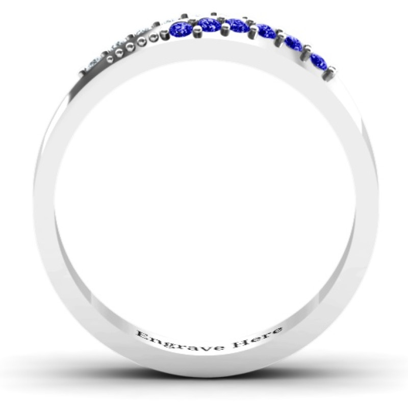 Personalised Diagonal Peak Ring - Product Image 3 Personalised diagonal peak ring with round accent stones