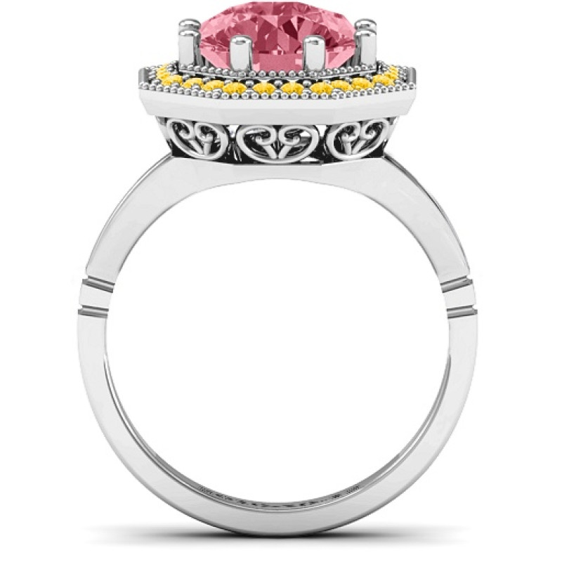 Round Stone Octagon Halo Ring Round stone ring with an octagonal halo setting