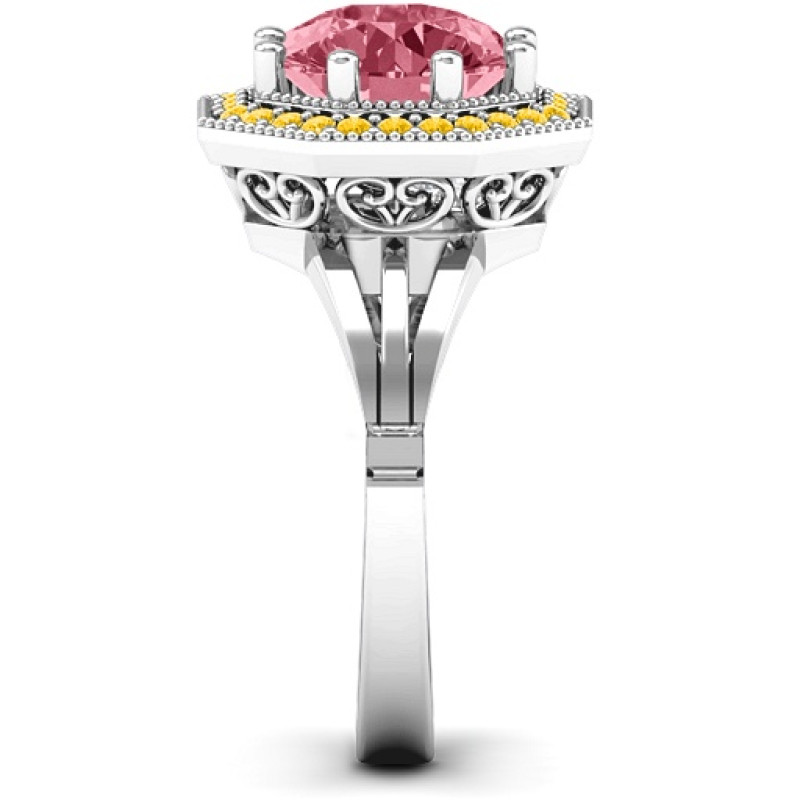 Round Stone Octagon Halo Ring Round stone ring with an octagonal halo setting