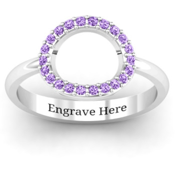 Sterling Silver Single Accented Circle Karma Ring