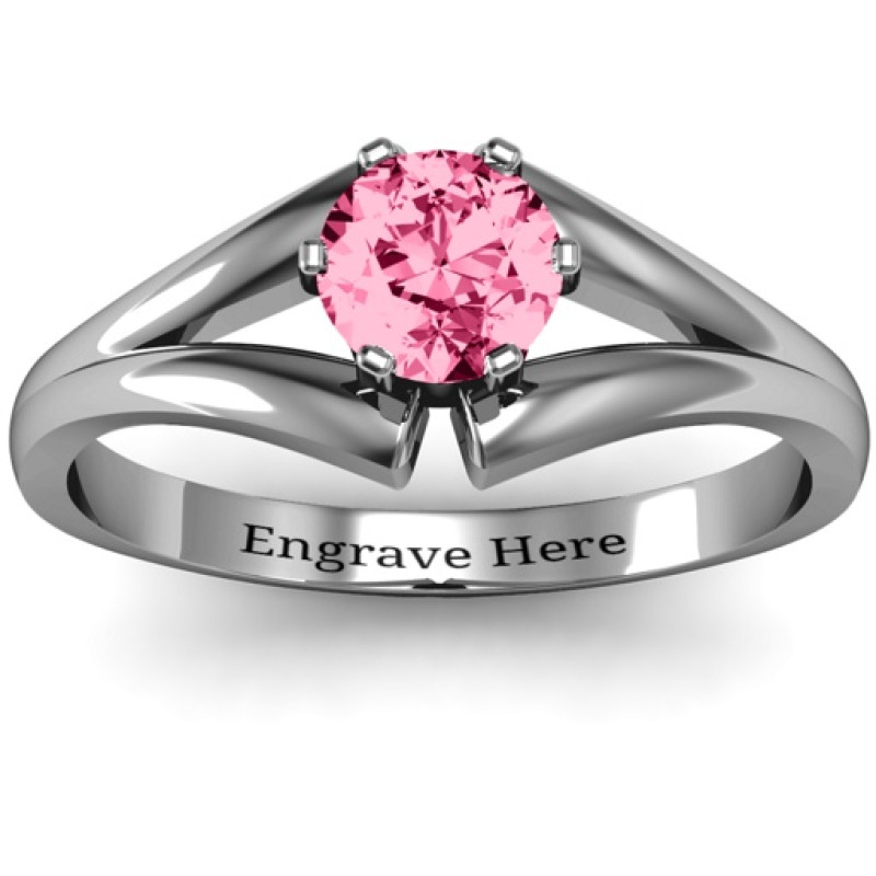Custom solitaire split shank ring with a round centre stone
