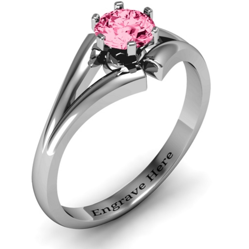 Custom solitaire split shank ring, gallery view