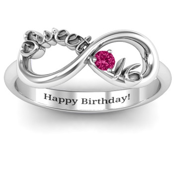 Sterling Silver Sweet 16 with Birthstone Infinity Ring Sterling Silver Sweet 16 with Birthstone Infinity Ring
