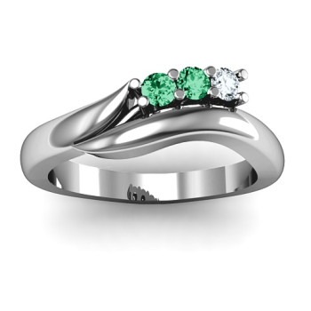 Sterling Silver Three Stone Single Bypass Ring Sterling Silver Three Stone Single Bypass Ring