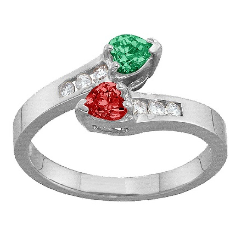 Trail Hearts Ring with Heart-Cut Stones Trail Hearts Ring with two heart-shaped stones and diamond accents