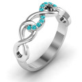 Triple Entwined Infinity Ring Alternate View Triple entwined infinity ring with stone accents, alternate view