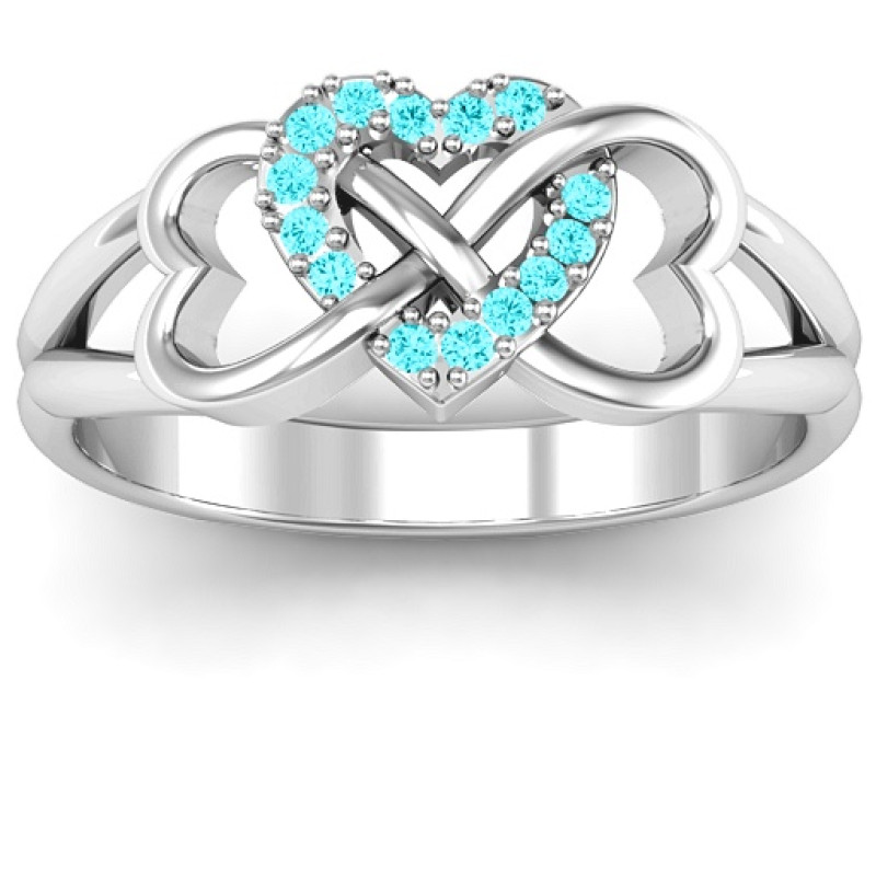 Triple Heart Infinity Ring Triple heart infinity ring with Swarovski Zirconia stones