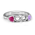 Sterling silver Two Hearts to Infinity ring with heart-cut stones