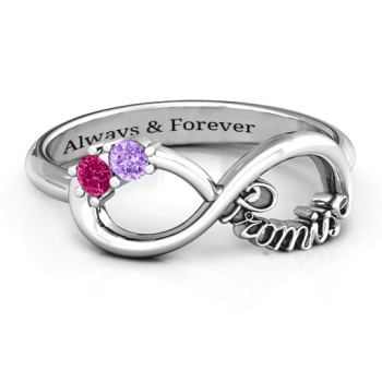 Sterling Silver Two Stone Promise Infinity Ring