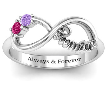 Sterling Silver Two Stone Promise Infinity Ring Sterling Silver Two Stone Promise Infinity Ring