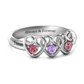 Three’s Company Triple Heart Gemstone Ring Three’s Company triple heart gemstone ring with three round stones