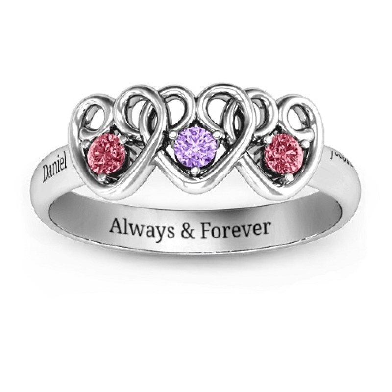 Three’s Company Triple Heart Gemstone Ring Three’s Company triple heart gemstone ring view