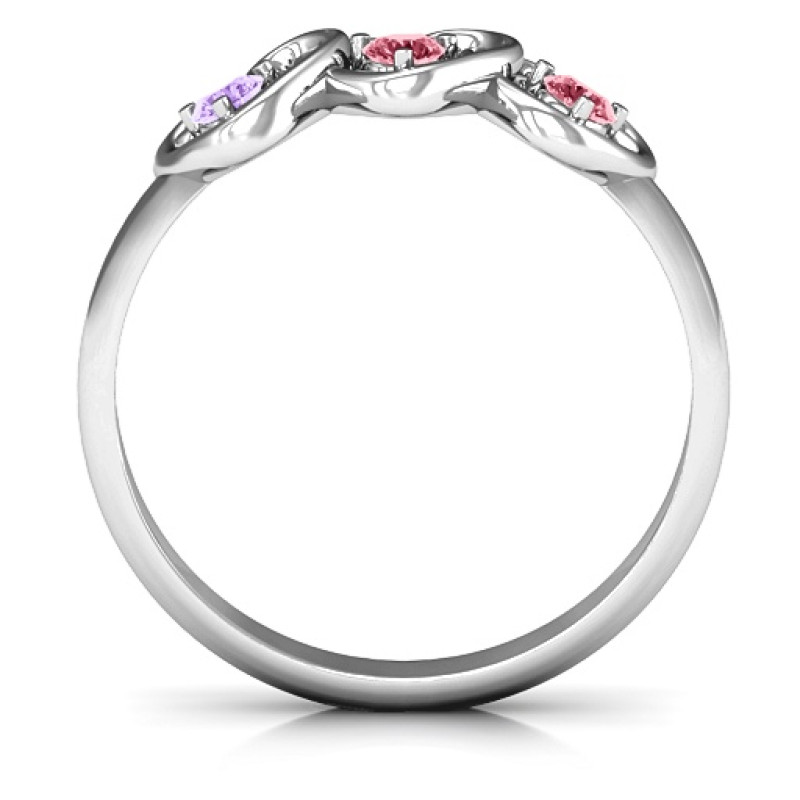 Three’s Company Triple Heart Gemstone Ring Side View Three’s Company triple heart gemstone ring side view