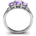Three stone eternity ring with twin accent rows