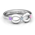 Three Stone Infinity Ring with infinity symbol and three stones