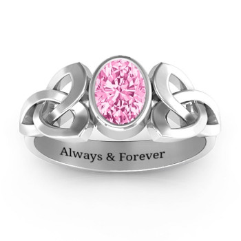 Trinity Knot Ring With Bezel-Set Oval Stone Trinity Knot Ring With Bezel-Set Oval Stone