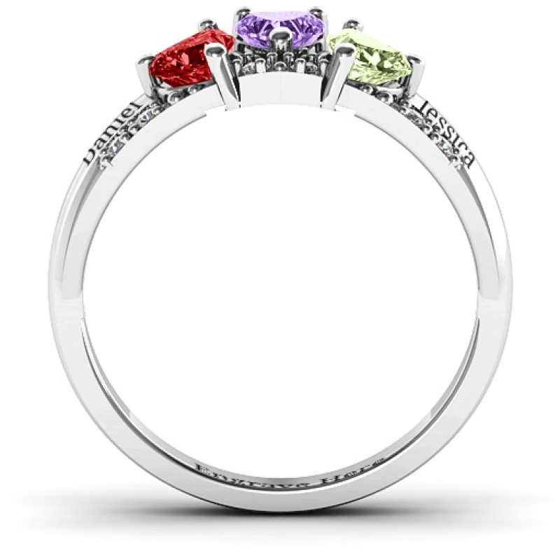 Tripartite Heart Gemstone Ring with Accents - View 4 Tripartite heart gemstone ring with accent stones view