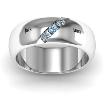 Triple Stone Grooved Men's Ring Triple Stone Grooved Men's Ring