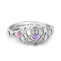 Triple Trinity Celtic Heart Ring with three Trinity knots and centre heart