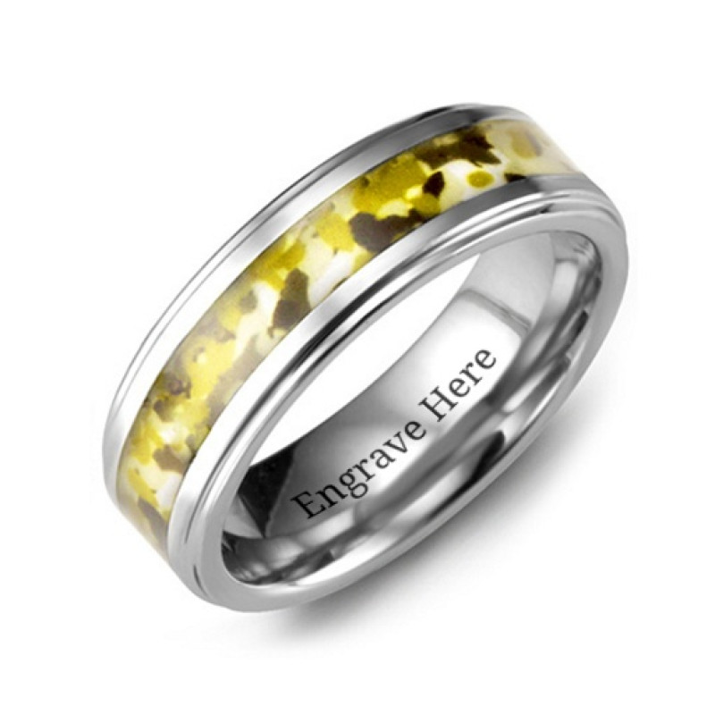 7mm tungsten green military camouflage ring