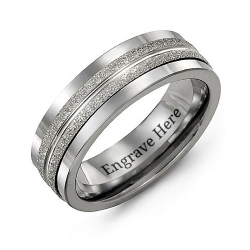Men's Double Row Brushed Tungsten Band Ring Men's double row brushed tungsten band ring