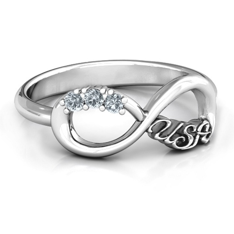 USA Infinity Ring USA Infinity Ring with three round stones