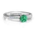 V Head Round Stone Ring with Seated Accent Stones V head round stone ring with seated accent stones
