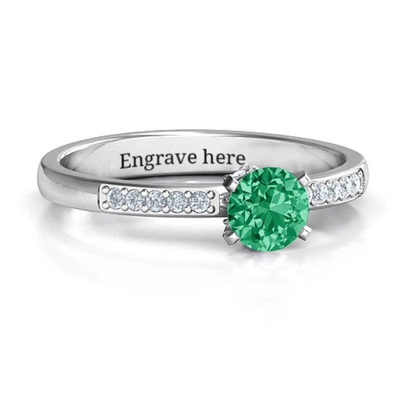 V Head Round Stone Ring with Seated Accent Stones V head round stone ring with seated accent stones