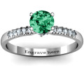 V Head Round Stone Ring with Seated Accent Stones - Alternate View V head round stone ring with seated accent stones, alternate view