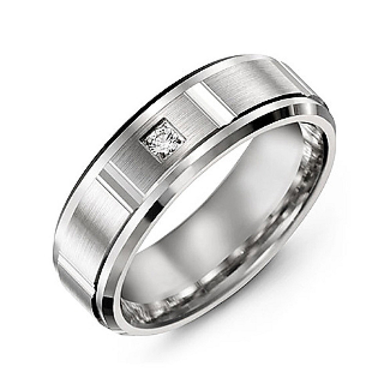 Vertical Diamond-Cut Men's Gemstone Ring with Beveled Edges Vertical diamond-cut men's gemstone ring with beveled edges