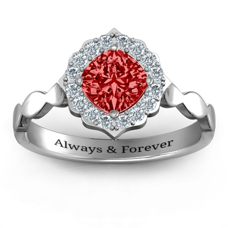 Vintage Glamour Ring Vintage Glamour Ring with cushion-cut centre stone and halo accents