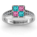 Vintage Princess Cut Ring with Shoulder Accents - Image 2 Vintage princess cut ring with square centre and shoulder accents