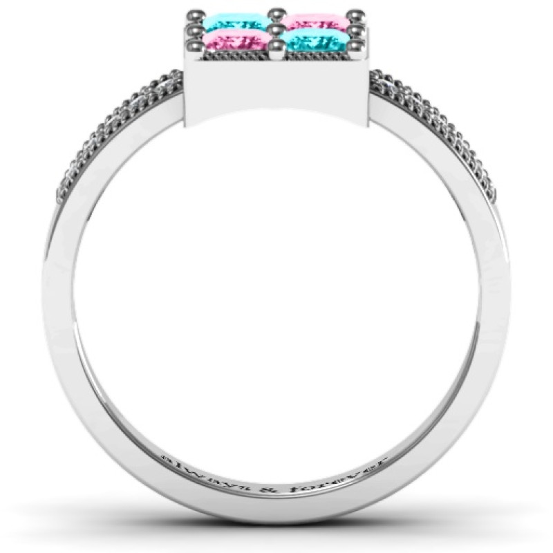Vintage Princess Cut Ring with Shoulder Accents - Image 4 Vintage princess cut ring with square centre and shoulder accents