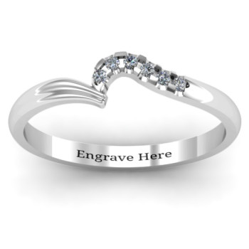 Wave Band Ring with Stone Accents Wave Band Ring with Stone Accents