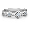 Wavy Trio Ring Wavy Trio Ring with three round stone settings
