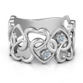 Your Heart and Mine Ring Your Heart and Mine Ring with heart-shaped cutouts and two round birthstones