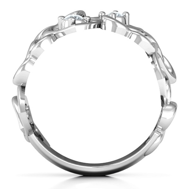 Your Heart and Mine Ring Your Heart and Mine Ring with heart-shaped cutouts and two round birthstones