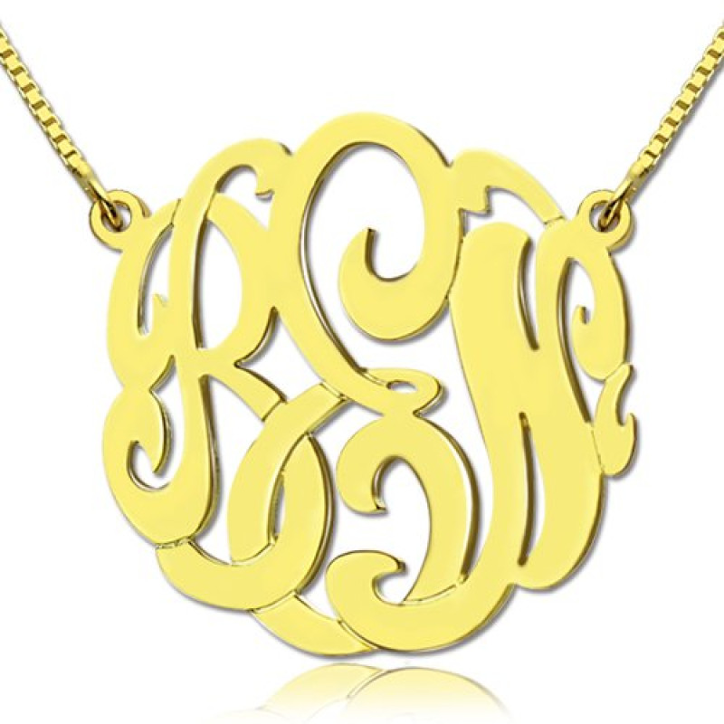 Hand-Painted 18ct Gold Plated Monogram Necklace Hand-painted 18ct gold plated large monogram necklace with scripted initials