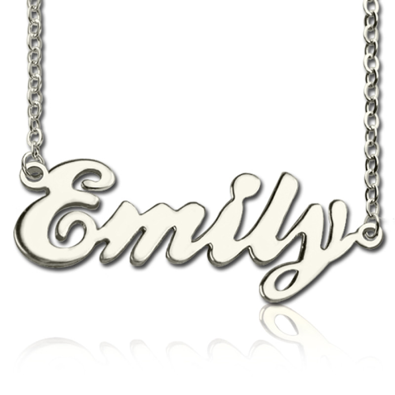 Cursive Script Name Necklace in 18ct Solid White Gold Cursive script personalised name necklace in solid white gold