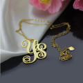18ct gold plated two-initial heart monogram necklace view