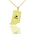 Custom Indiana Heart Name Necklace Gold-coloured Indiana state-shaped heart name necklace