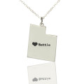Utah State Heart Name Necklace in Silver Utah state heart name necklace in silver