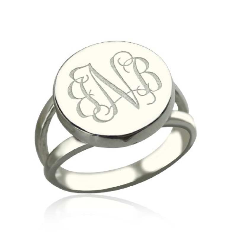 Sterling Silver Circle Monogram Signet Ring Sterling silver circle monogram signet ring