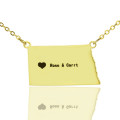 Personalised North Dakota State Map Heart Name Necklace Personalised North Dakota state map necklace with heart and name detail